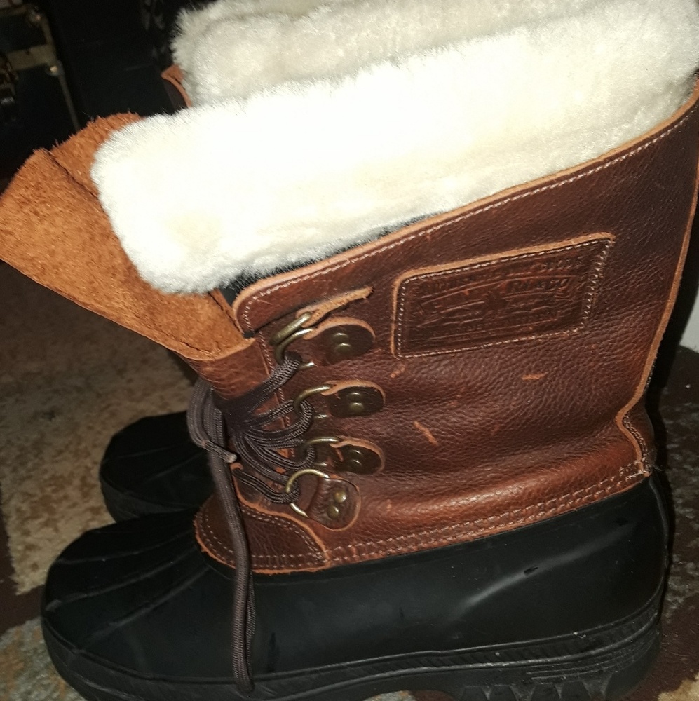 MEN'S RAULPH LAUREN LEATHER DUCK BOOTS SZ  13